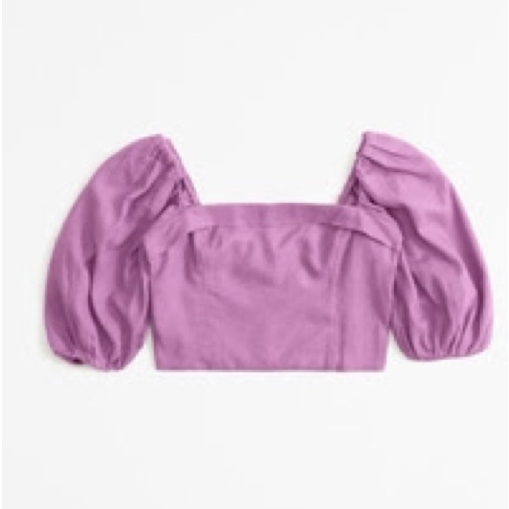 A&F Purple Cropped Puff Sleeve Top